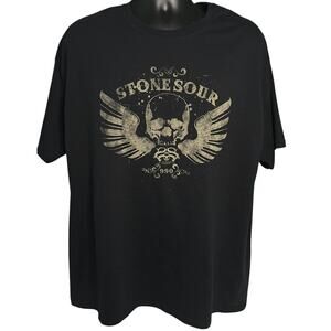 Vintage 2007 Stone Sour Band Skull Wings Metal T-Shirt Men’s 2XL Black - Bravado
